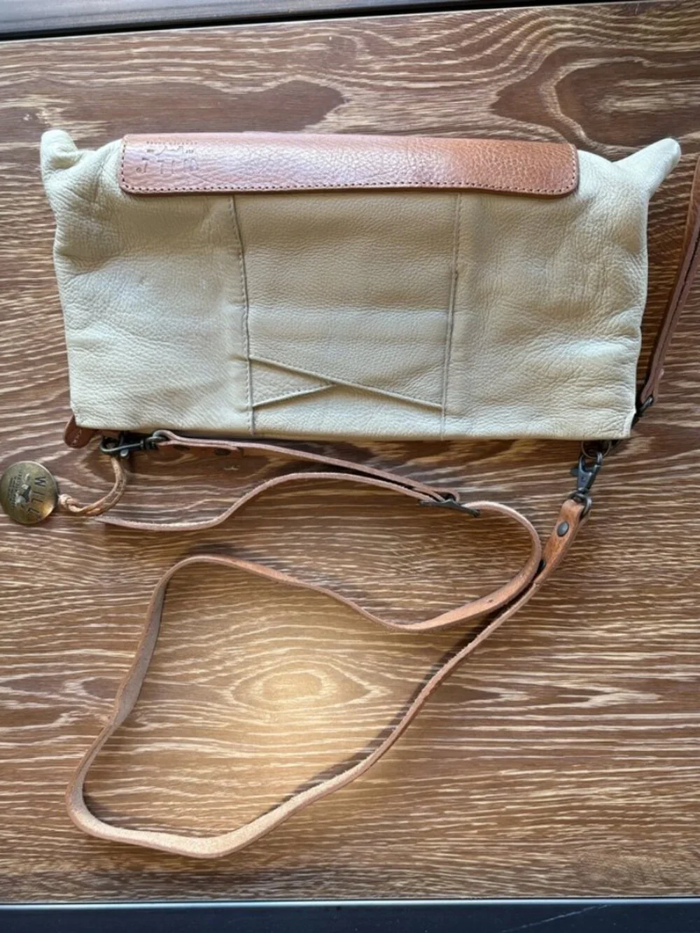 Will Leather Goods Cream and Brown Crossbody Bag
